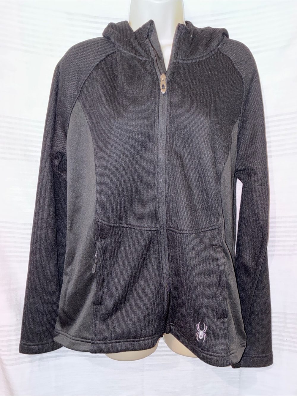 Spider, Women’s L, Black Hooded Zip Jacket